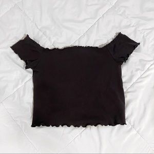 Black Off the Shoulder Crop Top